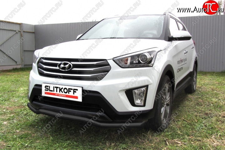 7 699 р. Защита переднего бампер из трубы d57 Slitkoff (волна) Hyundai Creta GS дорестайлинг (2015-2019) (Цвет: серебристый)  с доставкой в г. Тамбов