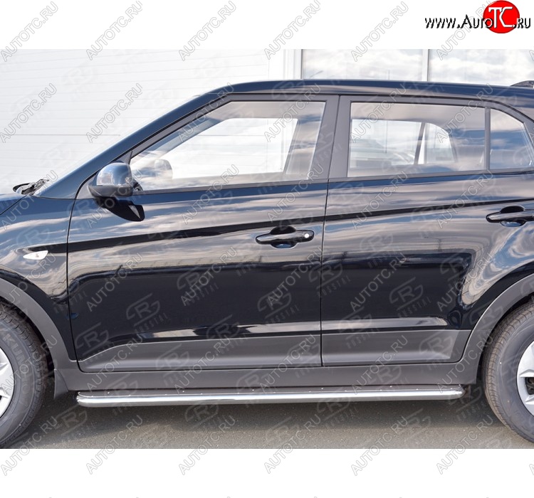 30 999 р. Порожки для ног (труба Ø42) SLITKOFF  Hyundai Creta  GS (2015-2021) дорестайлинг, рестайлинг (Вариант 3 (лист нерж, проф. нерж))  с доставкой в г. Тамбов