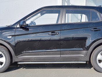 13 349 р. Защита порогов из круглой трубы d42 мм Russtal v3 Hyundai Creta GS рестайлинг (2019-2021)  с доставкой в г. Тамбов. Увеличить фотографию 2