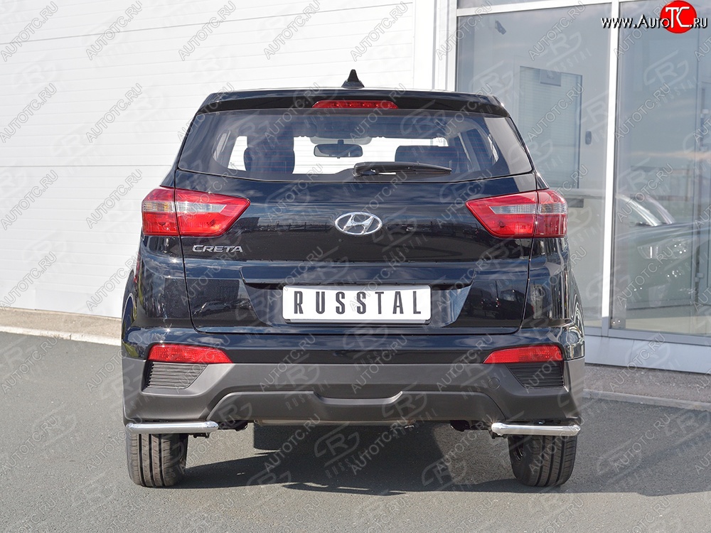 6 999 р. Защита заднего бампера (Ø42 мм уголки, нержавейка) Russtal  Hyundai Creta  GS (2015-2021) дорестайлинг, рестайлинг  с доставкой в г. Тамбов