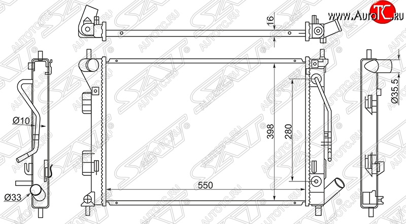4 599 р. Радиатор двигателя SAT (трубчатый, МКПП/АКПП) Hyundai Elantra MD дорестайлинг (2010-2013)  с доставкой в г. Тамбов