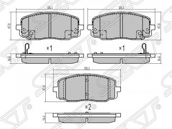 929 р. Колодки тормозные SAT (передние) KIA Picanto 1 SA хэтчбэк 5 дв. дорестайлинг (2003-2007)  с доставкой в г. Тамбов. Увеличить фотографию 1