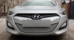 1 539 р. Сетка на бампер Russtal (хром)  Hyundai I30  2 GD (2011-2015) дорестайлинг универсал, дорестайлинг, хэтчбэк 5 дв.  с доставкой в г. Тамбов. Увеличить фотографию 1