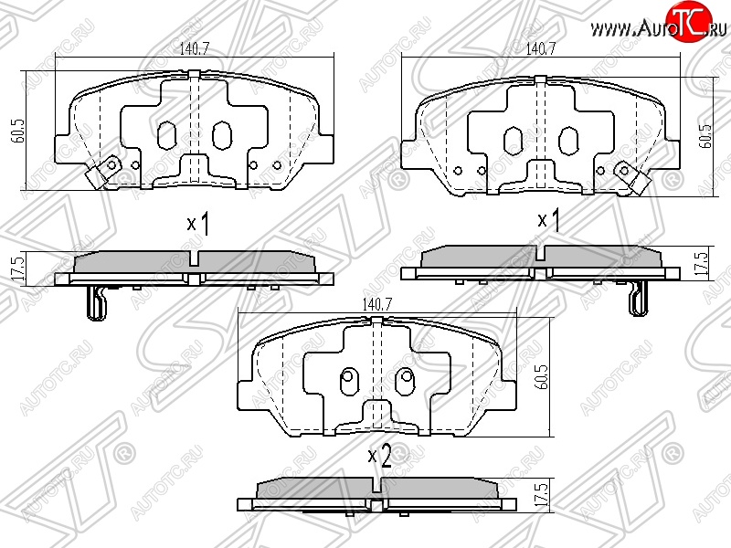 1 239 р. Колодки тормозные SAT (задние)  Hyundai I30  2 GD (2011-2017), Hyundai Veloster  FS (2011-2018), KIA Optima  3 TF (2010-2016)  с доставкой в г. Тамбов