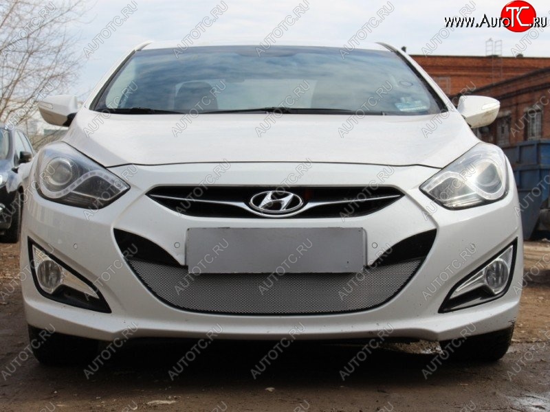 1 539 р. Защитная сетка на бампер Russtal (хром) Hyundai I40 1 VF дорестайлинг седан (2011-2015)  с доставкой в г. Тамбов