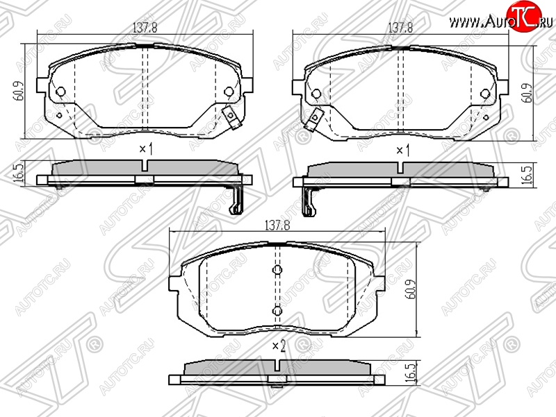 1 329 р. Колодки тормозные SAT (передние)  Hyundai I40 (1 VF), IX35 (LM), Sonata (YF), Tucson (LM), KIA Carens (FC, RS), Sportage (3 SL)  с доставкой в г. Тамбов