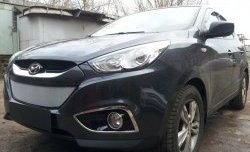 2 199 р. Сетка на бампер Russtal (хром) Hyundai IX35 LM дорестайлинг (2009-2013)  с доставкой в г. Тамбов. Увеличить фотографию 2