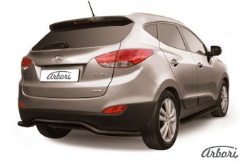 Защита заднего бампера Arbori (волна, черная, 1 труба d57 mm). Hyundai IX35 LM дорестайлинг (2009-2013)