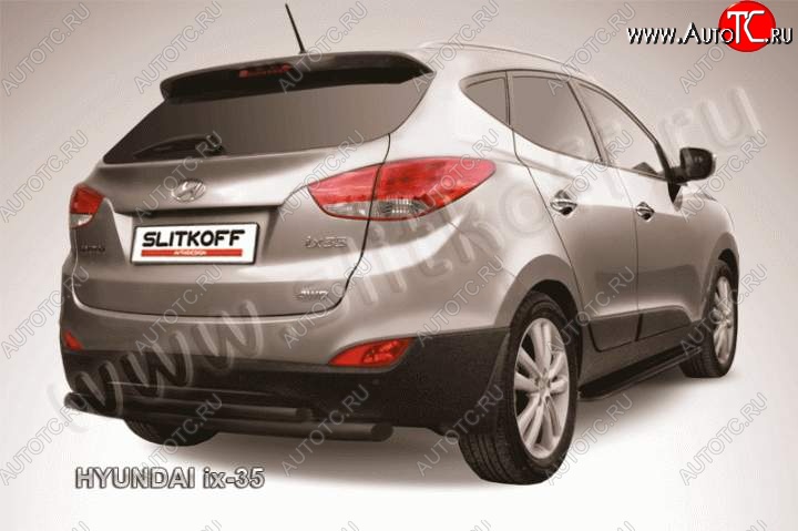 10 299 р. Защита заднего бампера из труб d57+d42 Slitkoff Hyundai IX35 LM дорестайлинг (2009-2013) (Цвет: серебристый)  с доставкой в г. Тамбов