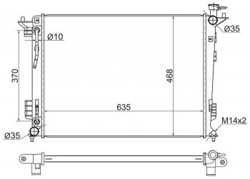Радиатор двигателя (трубчатый, 2.0/2.4, МКПП/АКПП) SAT Hyundai IX35 LM дорестайлинг (2009-2013)
