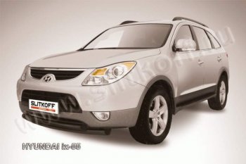 Защита переднего бампера из труб d57 Slitkoff (двойная) Hyundai IX55 EN (2006-2013)