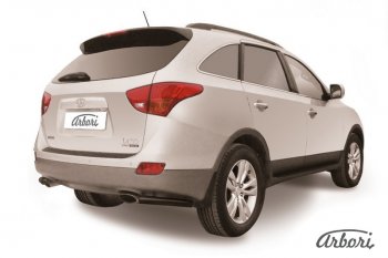 Защита заднего бампера Arbori (уголки, черная, 1 труба d57 mm). Hyundai IX55 EN (2006-2013)