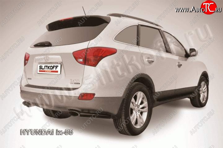 4 289 р. Защита заднего бампера из уголков d57 Slitkoff Hyundai IX55 EN (2006-2013) (Цвет: серебристый)  с доставкой в г. Тамбов