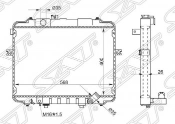 7 599 р. Радиатор двигателя SAT (трубчатый, МКПП)  Hyundai Porter  AU,KR (1996-2011)  с доставкой в г. Тамбов. Увеличить фотографию 1