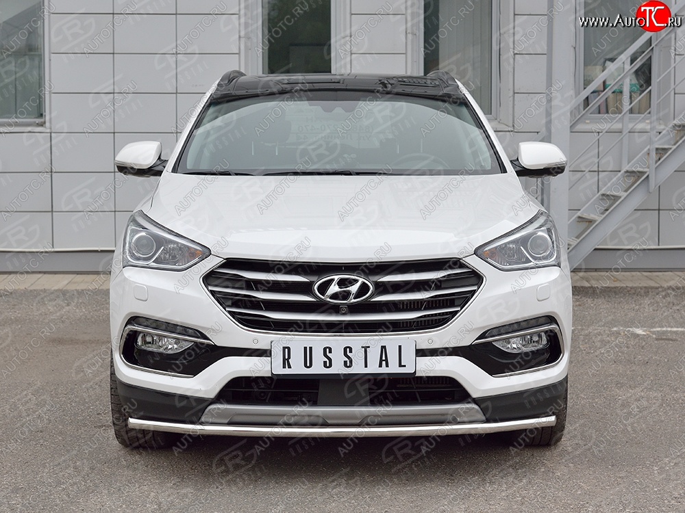 13 949 р. Защита переднего бампера (Ø42 мм, нержавейка, Premium) SLITKOFF  Hyundai Santa Fe  DM (2015-2019) рестайлинг  с доставкой в г. Тамбов