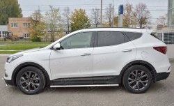 Защита порогов из овальной трубы диаметром 120x60 мм с проступью PREMIUM Russtal Hyundai Santa Fe DM рестайлинг (2015-2019)