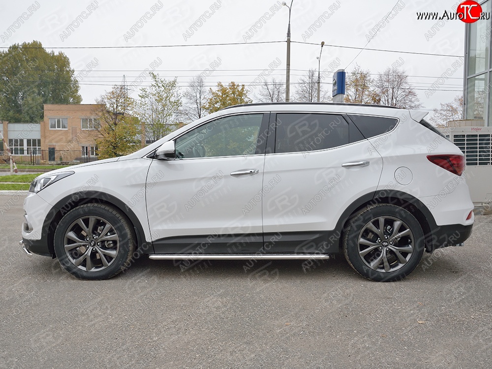 21 749 р. Широкая защита порогов с трубой диаметром 42 мм Premium SLITKOFF Hyundai Santa Fe DM рестайлинг (2015-2019)  с доставкой в г. Тамбов