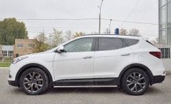 Защита порогов из круглой трубы диаметром 42 мм PREMIUM Russtal Hyundai Santa Fe DM рестайлинг (2015-2019)