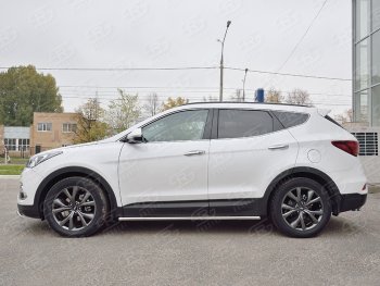 15 299 р. Защита порогов из круглой трубы d42 мм PREMIUM SLITKOFF v3 Hyundai Santa Fe DM рестайлинг (2015-2019)  с доставкой в г. Тамбов. Увеличить фотографию 3