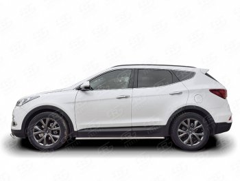 Защита порогов из круглой трубы d42 мм PREMIUM Russtal v3 Hyundai Santa Fe DM рестайлинг (2015-2019)