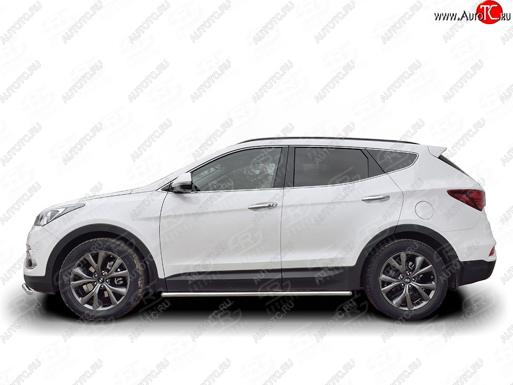 15 299 р. Защита порогов из круглой трубы d42 мм PREMIUM SLITKOFF v3 Hyundai Santa Fe DM рестайлинг (2015-2019)  с доставкой в г. Тамбов