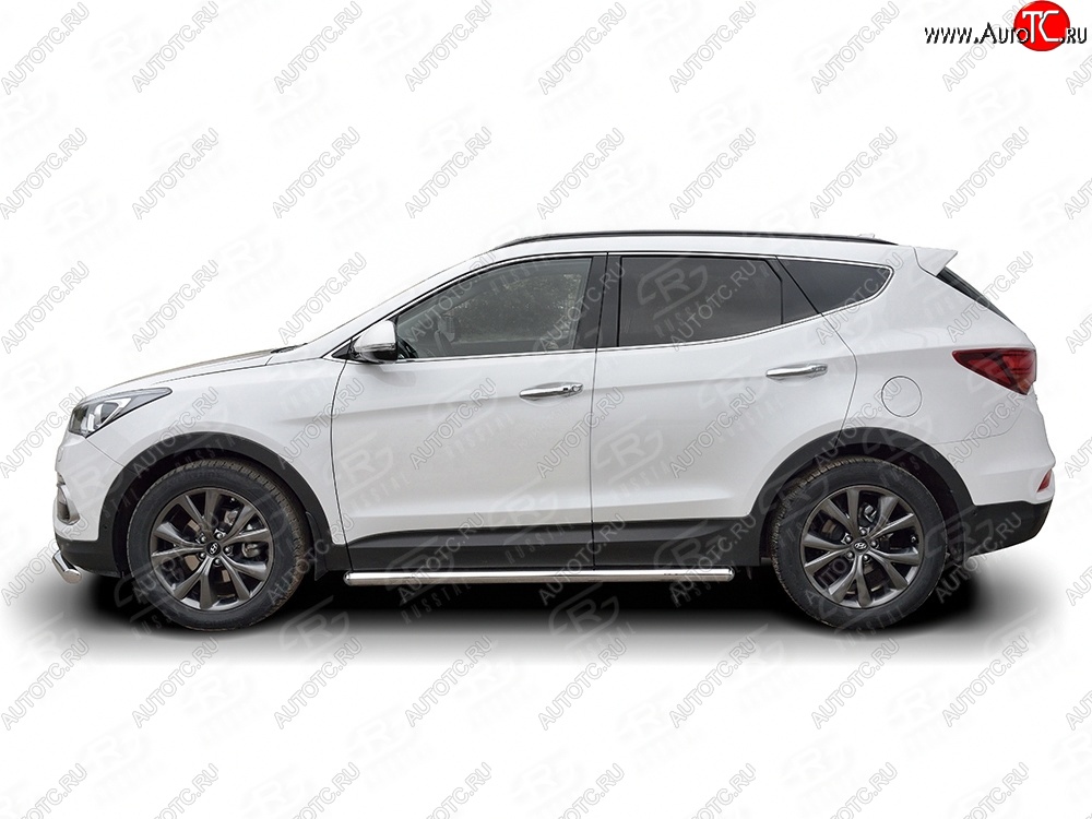 16 299 р. Защита порогов из круглой трубы диаметром 63 мм PREMIUM Russtal v3 Hyundai Santa Fe DM рестайлинг (2015-2019)  с доставкой в г. Тамбов