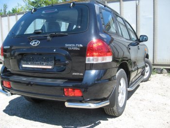 4 399 р. Защита заднего бампера из уголков d57 Slitkoff  Hyundai Santa Fe  SM (2000-2012) (Цвет: серебристый)  с доставкой в г. Тамбов. Увеличить фотографию 1