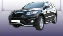 Фигурная защита переднего бампера диаметром 57 мм Slitkoff Hyundai Santa Fe CM рестайлинг (2009-2012)