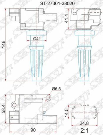 Катушка зажигания SAT Hyundai Sonata EF рестайлинг ТагАЗ (2001-2013)