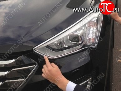 4 199 р. Накладки на фары СТ v2  Hyundai Santa Fe  DM (2012-2016) дорестайлинг (Неокрашенные)  с доставкой в г. Тамбов