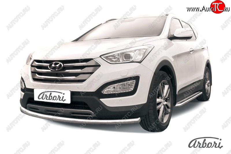 12 149 р. Защита переднего бампера Arbori (нержавейка, 1 труба d57 mm). Hyundai Santa Fe DM дорестайлинг (2012-2016)  с доставкой в г. Тамбов