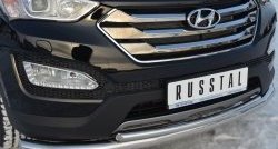 15 999 р. Защита переднего бампера (2 трубыØ76 и 42 мм, нержавейка) SLITKOFF Hyundai Santa Fe DM дорестайлинг (2012-2016)  с доставкой в г. Тамбов. Увеличить фотографию 2