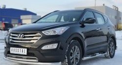 15 999 р. Защита переднего бампера (2 трубыØ76 и 42 мм, нержавейка) SLITKOFF Hyundai Santa Fe DM дорестайлинг (2012-2016)  с доставкой в г. Тамбов. Увеличить фотографию 4