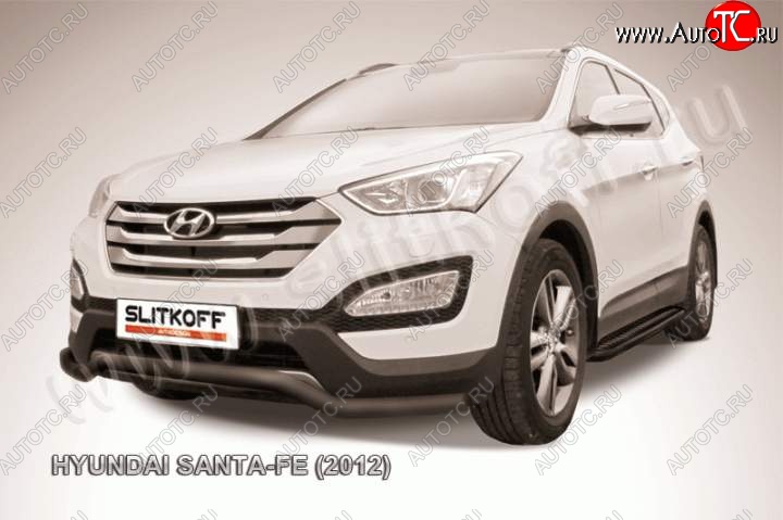 9 549 р. Защита переднего бампера из трубы d57 Slitkoff Hyundai Santa Fe DM дорестайлинг (2012-2016) (Цвет: серебристый)  с доставкой в г. Тамбов