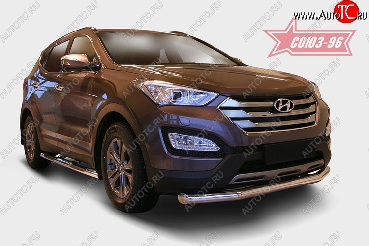 14 669 р. Защита переднего бампера одинарная Souz-96 (d76). Hyundai Santa Fe DM дорестайлинг (2012-2016)  с доставкой в г. Тамбов