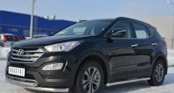 Защита порогов из круглой трубы диаметром 63 мм Russtal Hyundai Santa Fe DM дорестайлинг (2012-2016)