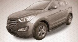 13 349 р. Алюминиевые пороги Slitkoff Optima Black  Hyundai Santa Fe  DM (2012-2016) дорестайлинг  с доставкой в г. Тамбов. Увеличить фотографию 2