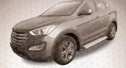 14 999 р. Алюминиевые пороги Slitkoff Optima Silver Hyundai Santa Fe DM дорестайлинг (2012-2016)  с доставкой в г. Тамбов. Увеличить фотографию 2