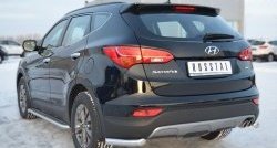 11 499 р. Защита заднего бампера (Ø63 мм уголки, нержавейка) SLITKOFF  Hyundai Santa Fe  DM (2012-2016) дорестайлинг  с доставкой в г. Тамбов. Увеличить фотографию 4