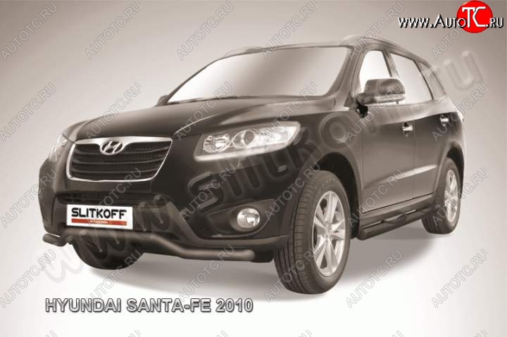 7 999 р. Защита переднего бампера из трубы d57 Slitkoff (волна)  Hyundai Santa Fe  CM (2009-2012) рестайлинг (Цвет: серебристый)  с доставкой в г. Тамбов