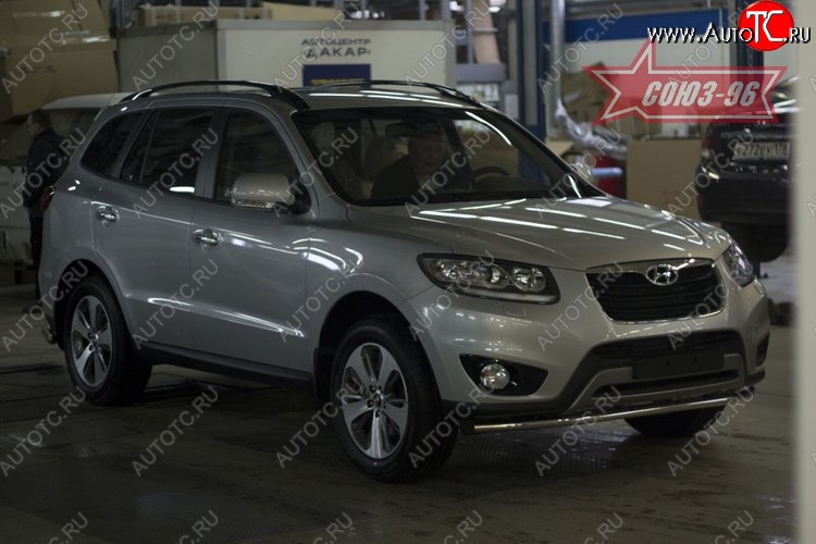 11 969 р. Защита переднего бампера одинарная Souz-96 (d42).  Hyundai Santa Fe  CM (2009-2012) рестайлинг  с доставкой в г. Тамбов