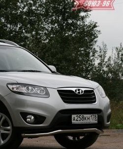 12 689 р. Защита переднего бампера одинарная Souz-96 (d60)  Hyundai Santa Fe  CM (2009-2012) рестайлинг  с доставкой в г. Тамбов. Увеличить фотографию 3