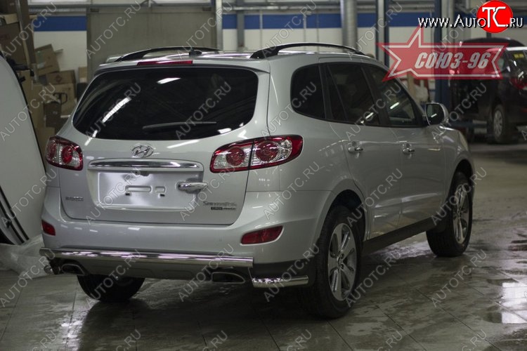 11 744 р. Защита заднего бампера рестайлинг Souz-96 (d60) Hyundai Santa Fe CM рестайлинг (2009-2012)  с доставкой в г. Тамбов