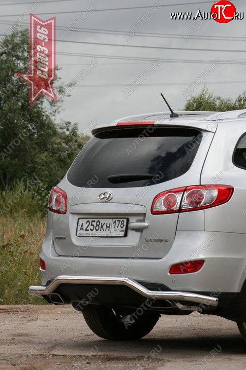 11 159 р. Защита заднего бампера Souz-96 (d60) Hyundai Santa Fe CM рестайлинг (2009-2012)  с доставкой в г. Тамбов