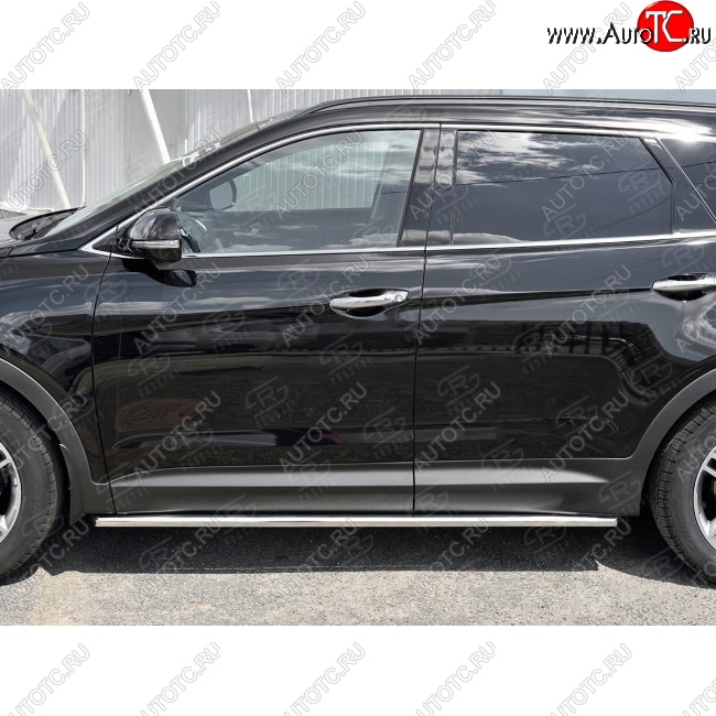 15 899 р. Защита порогов из круглой трубы диаметром 42 мм SLITKOFF v1  Hyundai Grand Santa Fe  1 DM (2016-2018) рестайлинг  с доставкой в г. Тамбов