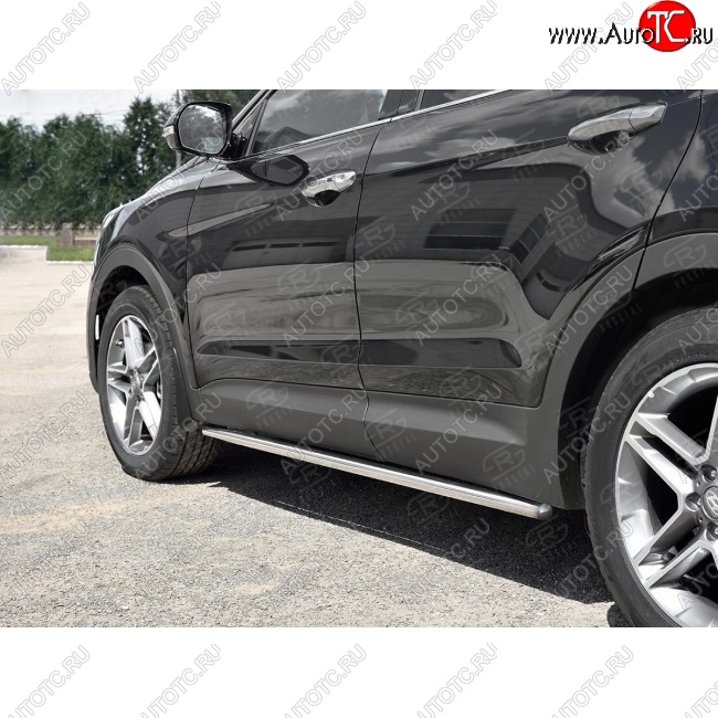 17 999 р. Защита порогов из круглой трубы диаметром 42 мм SLITKOFF v3  Hyundai Grand Santa Fe  1 DM (2016-2018) рестайлинг  с доставкой в г. Тамбов