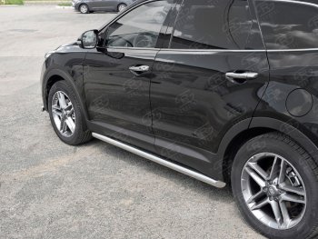 17 599 р. Защита порогов из круглой трубы диаметром 63 мм SLITKOFF v1  Hyundai Grand Santa Fe  1 DM (2016-2018) рестайлинг  с доставкой в г. Тамбов. Увеличить фотографию 2