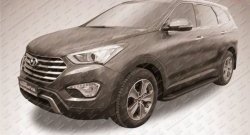 13 349 р. Алюминиевые пороги Slitkoff Optima Black  Hyundai Grand Santa Fe  1 DM (2013-2016) дорестайлинг  с доставкой в г. Тамбов. Увеличить фотографию 2