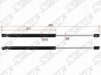 629 р. Упор крышки багажника SAT (газовый)  Hyundai Solaris  RBr (2010-2017) хэтчбэк дорестайлинг, хэтчбэк рестайлинг  с доставкой в г. Тамбов. Увеличить фотографию 1