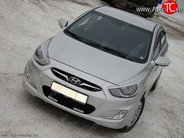 1 149 р. Реснички MV Hyundai Solaris RBr седан дорестайлинг (2010-2014) (Неокрашенные)  с доставкой в г. Тамбов